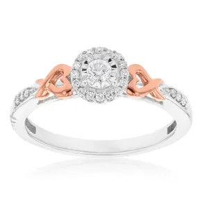 10 Carat White Gold Diamond Ring with Pink Sapphires and Rose gold detail on band