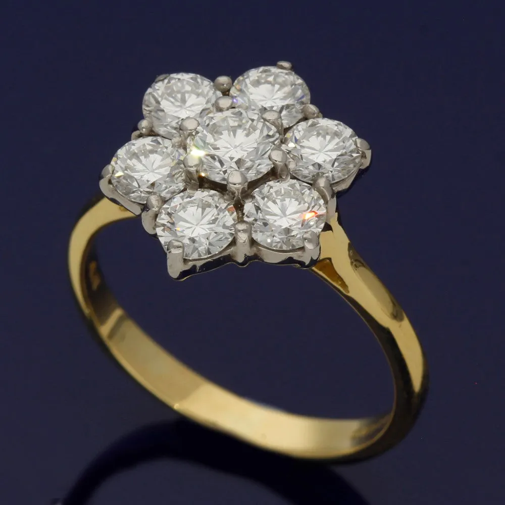 18ct Yellow Gold Diamond Daisy Cluster Ring