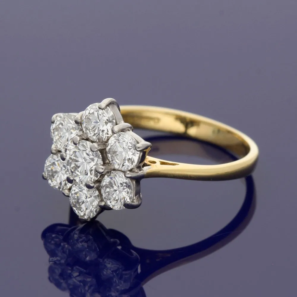 18ct Yellow Gold Diamond Daisy Cluster Ring