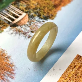 19.4mm A-Grade Natural Yellow Jadeite Abacus Ring Band No.161596