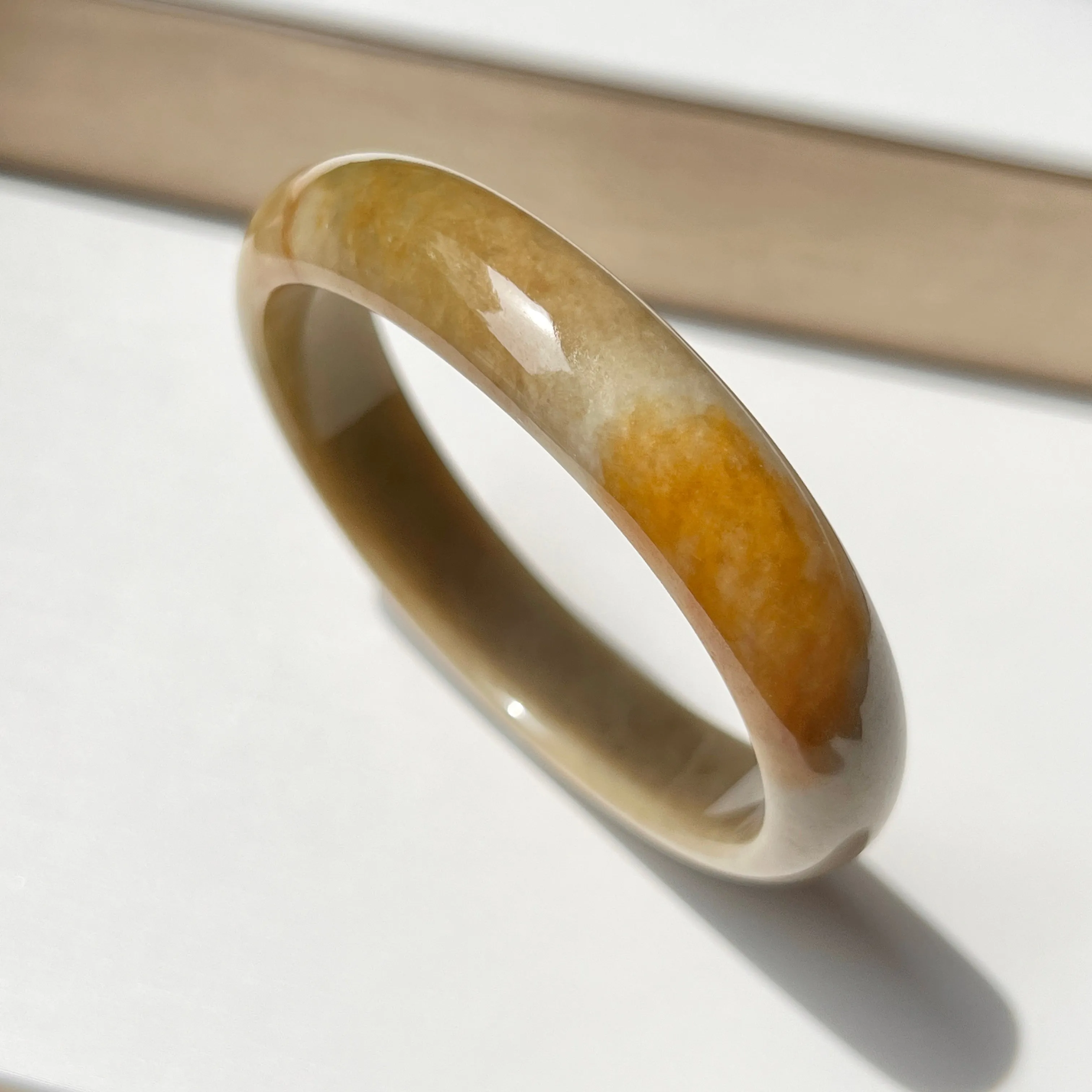 53.5mm A-Grade Natural Russet Jadeite Modern Oval Bangle No. 152012