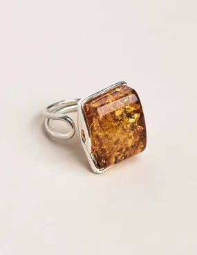 Amber Square Cut Ring - Adjustable