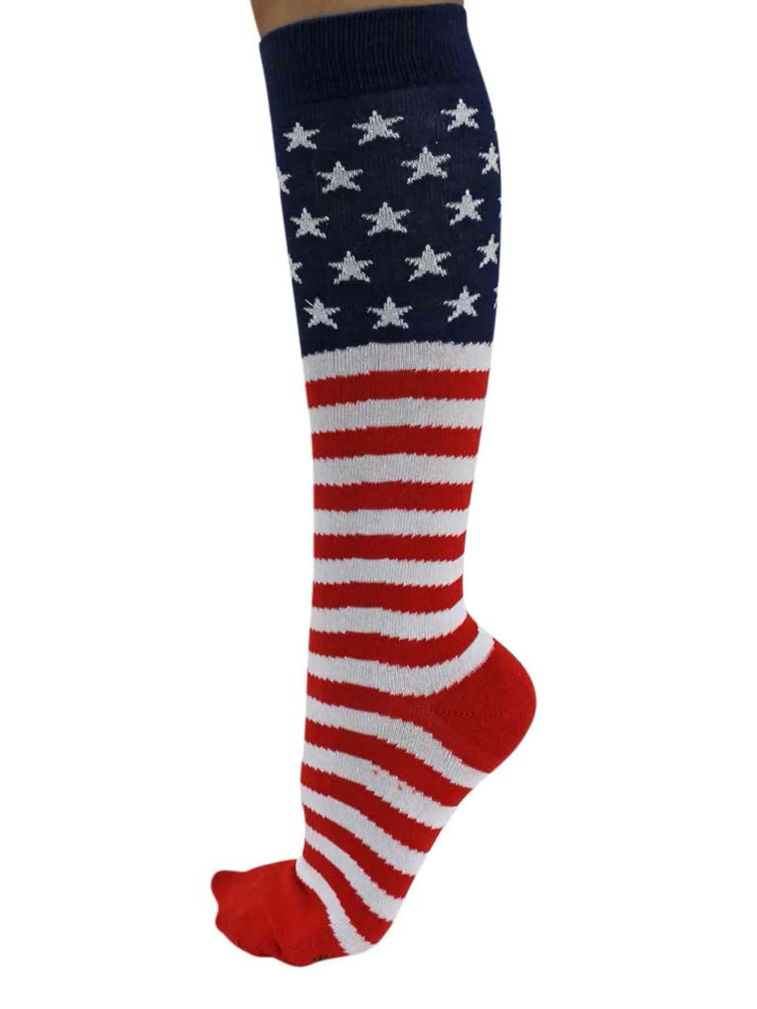 American Flag Knit Knee High Socks