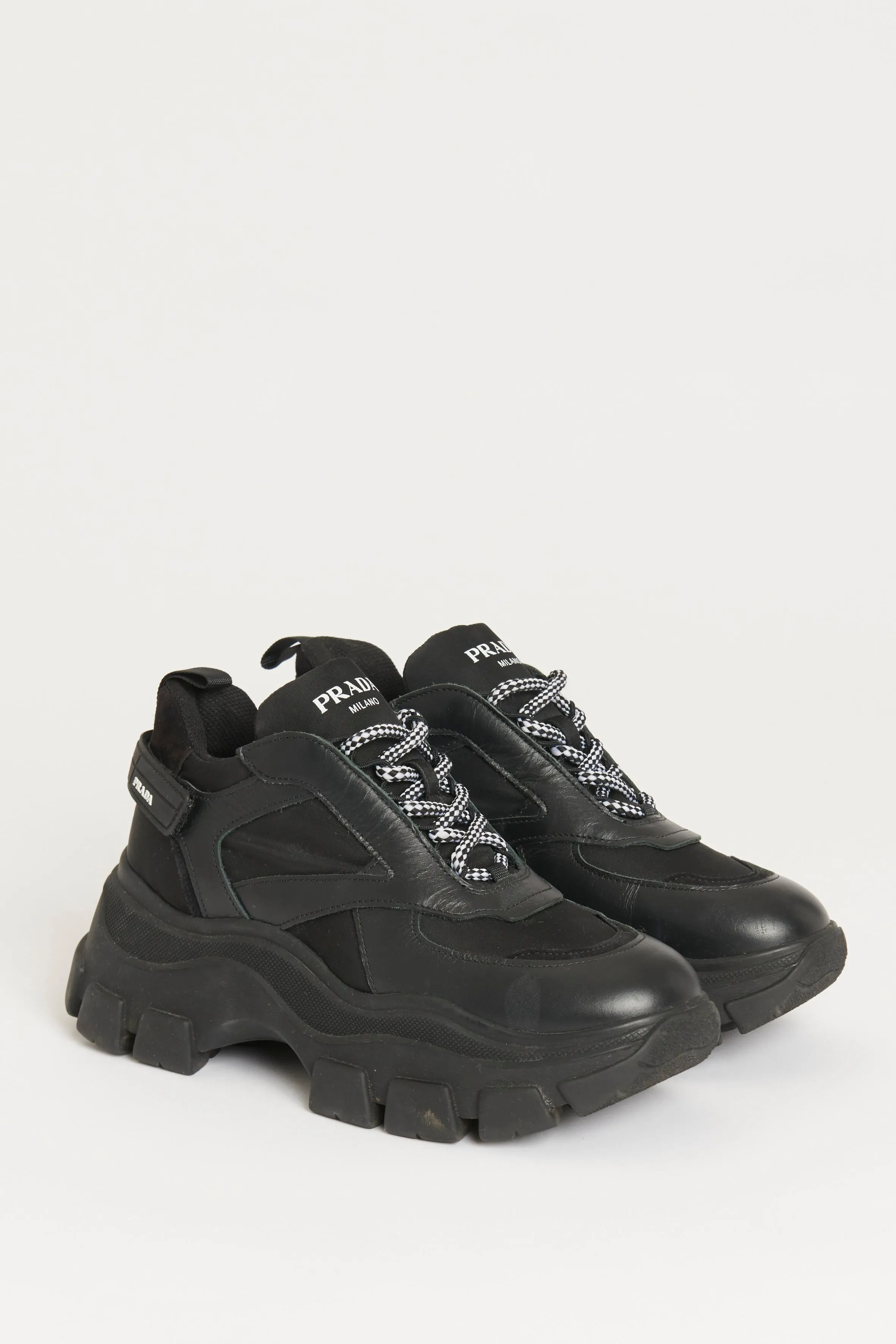 Black Leather Preowned Centaurus Sneakers