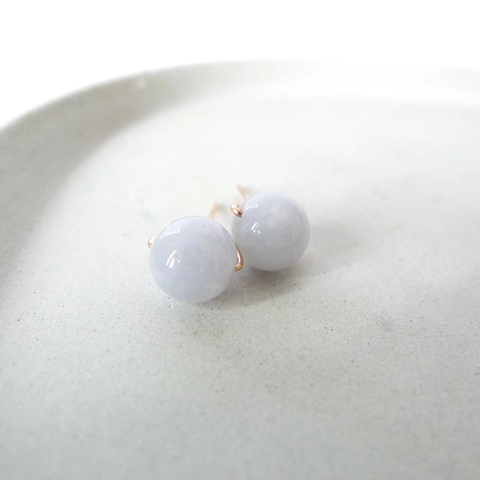 Bluish Lavender Jade Earstuds 8mm (Basic) / 14k Gold-filled