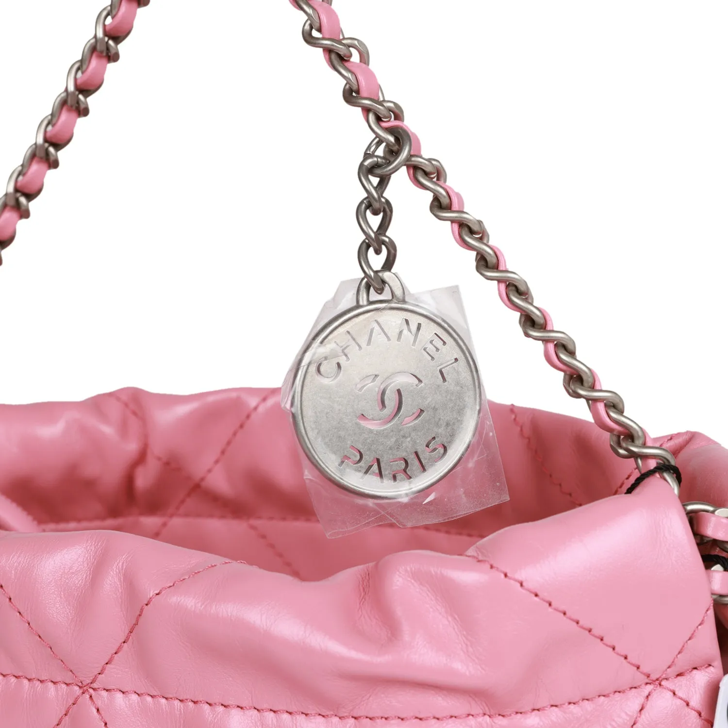 Chanel Mini 22 Bag Pink Calfskin Silver Hardware