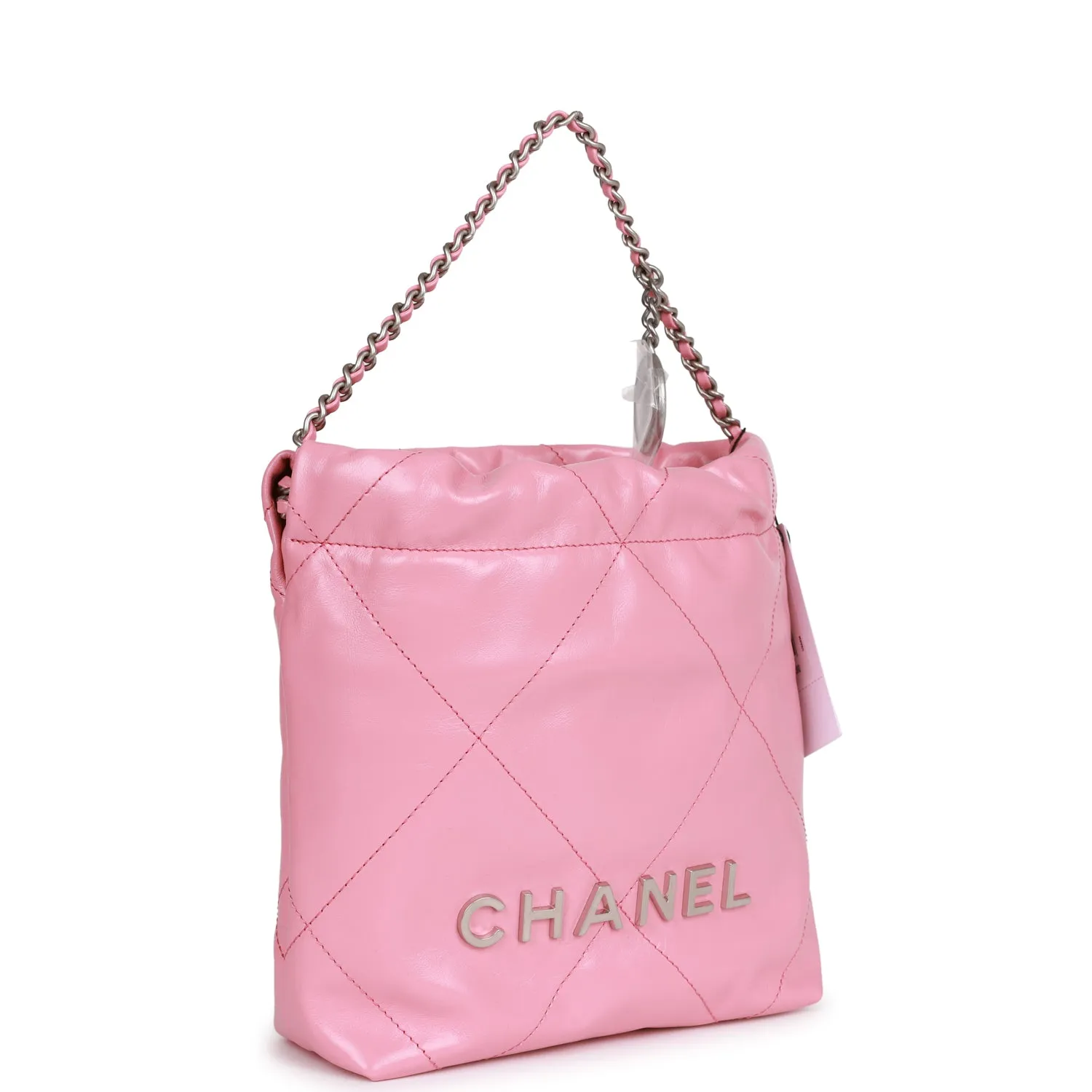 Chanel Mini 22 Bag Pink Calfskin Silver Hardware