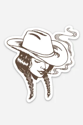 cowgirl smoking sticker