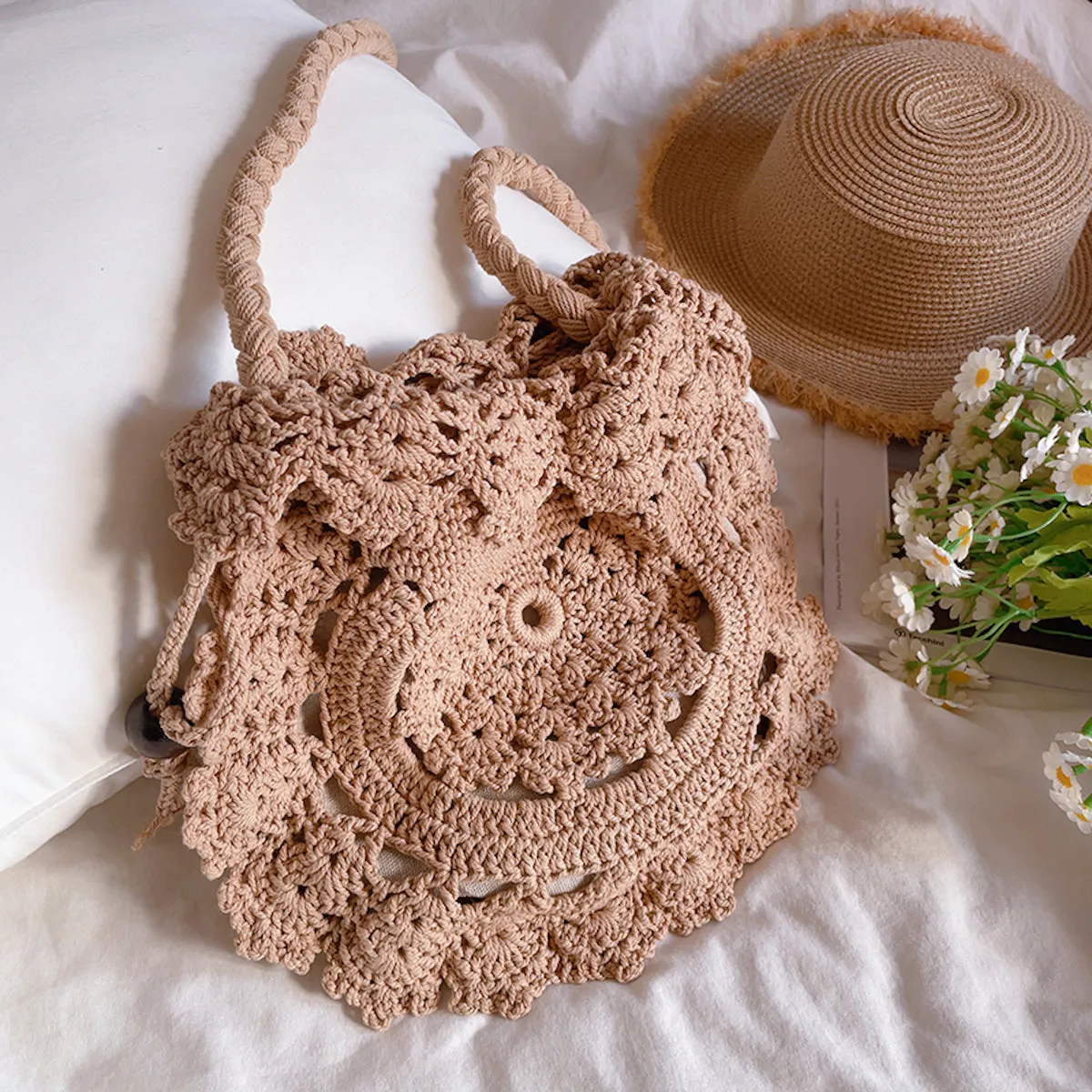 Elena Handbags Boho Knitted Shoulder Bag