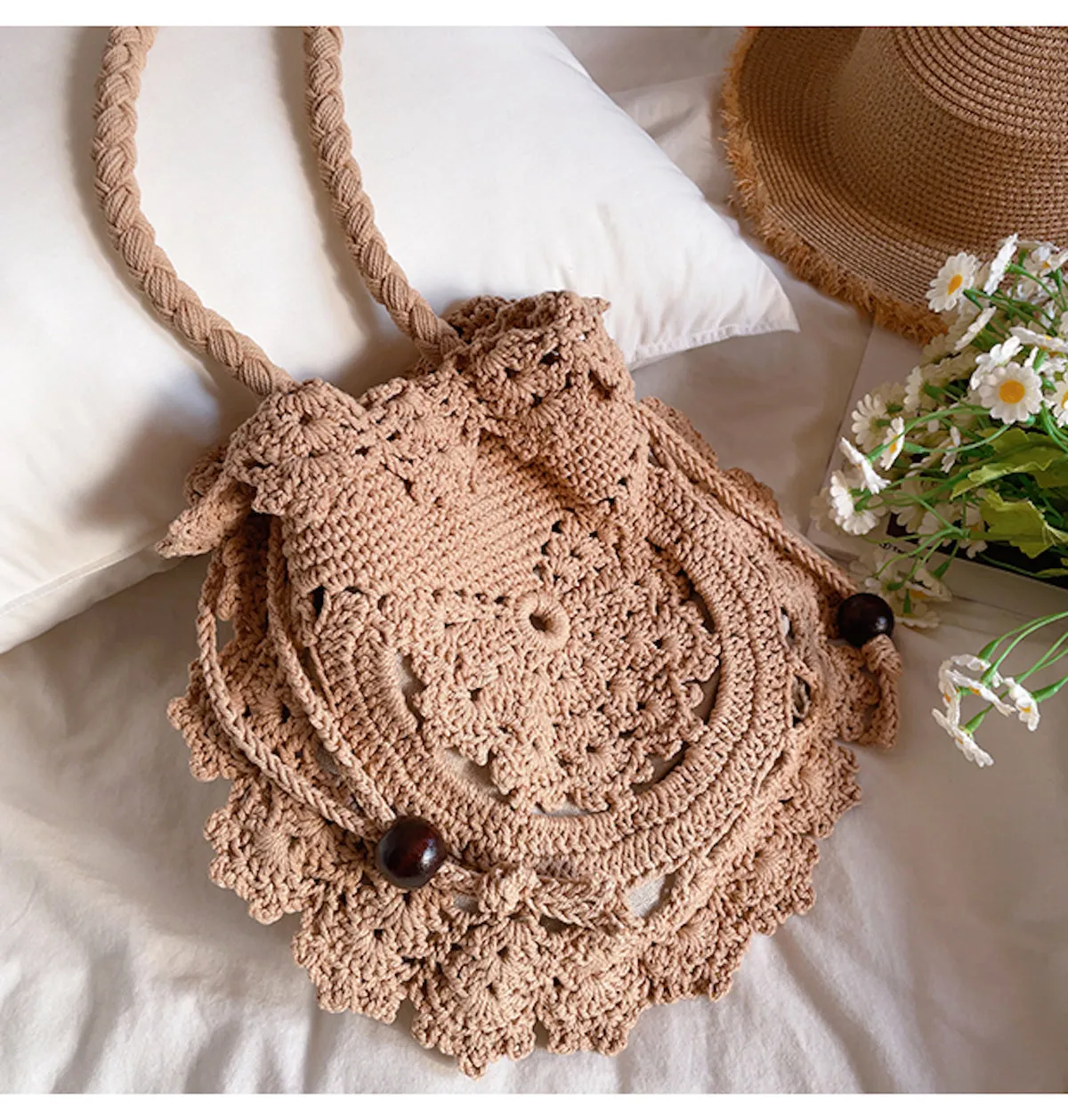 Elena Handbags Boho Knitted Shoulder Bag