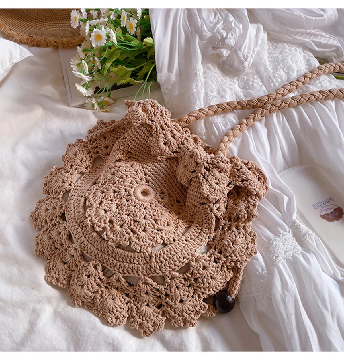 Elena Handbags Boho Knitted Shoulder Bag