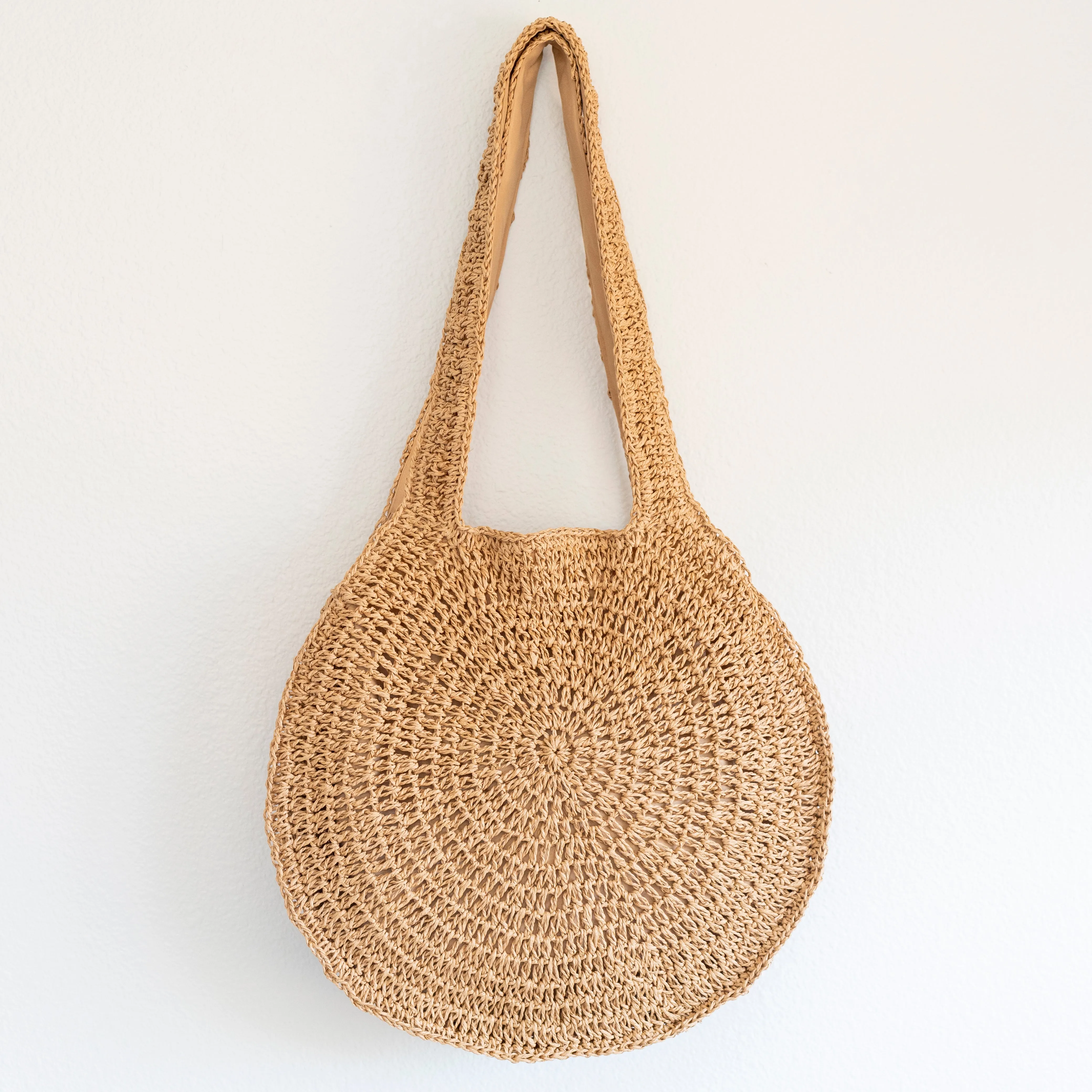 Elena Handbags Round Straw Fashion Tote