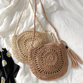 Elena Handbags Small Boho Round Beach Bag