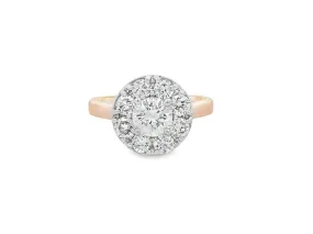 Estate 14K Rose & White Gold Cluster Ring - 1.00ctw