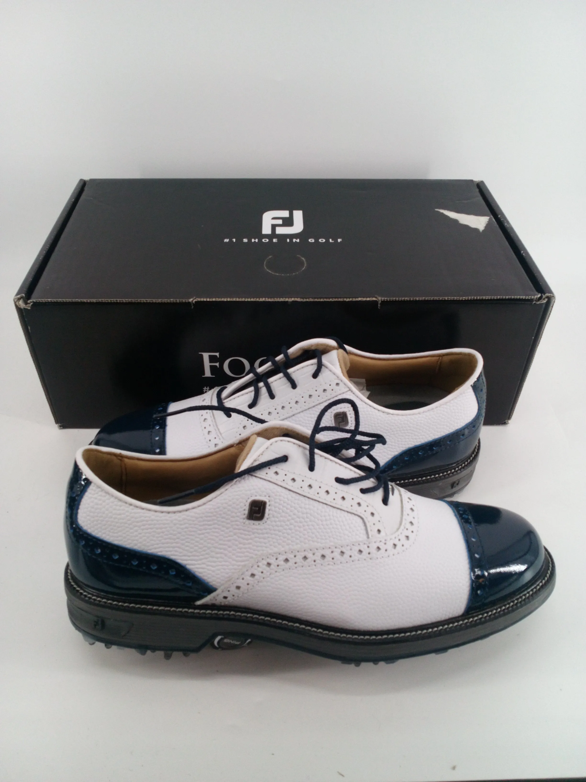 Footjoy Myjoys Premiere Series Tarlow Golf Shoes White Blue 7 M Custom