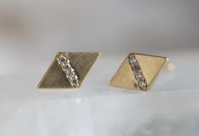 Geometric Pavé Diamond Studs