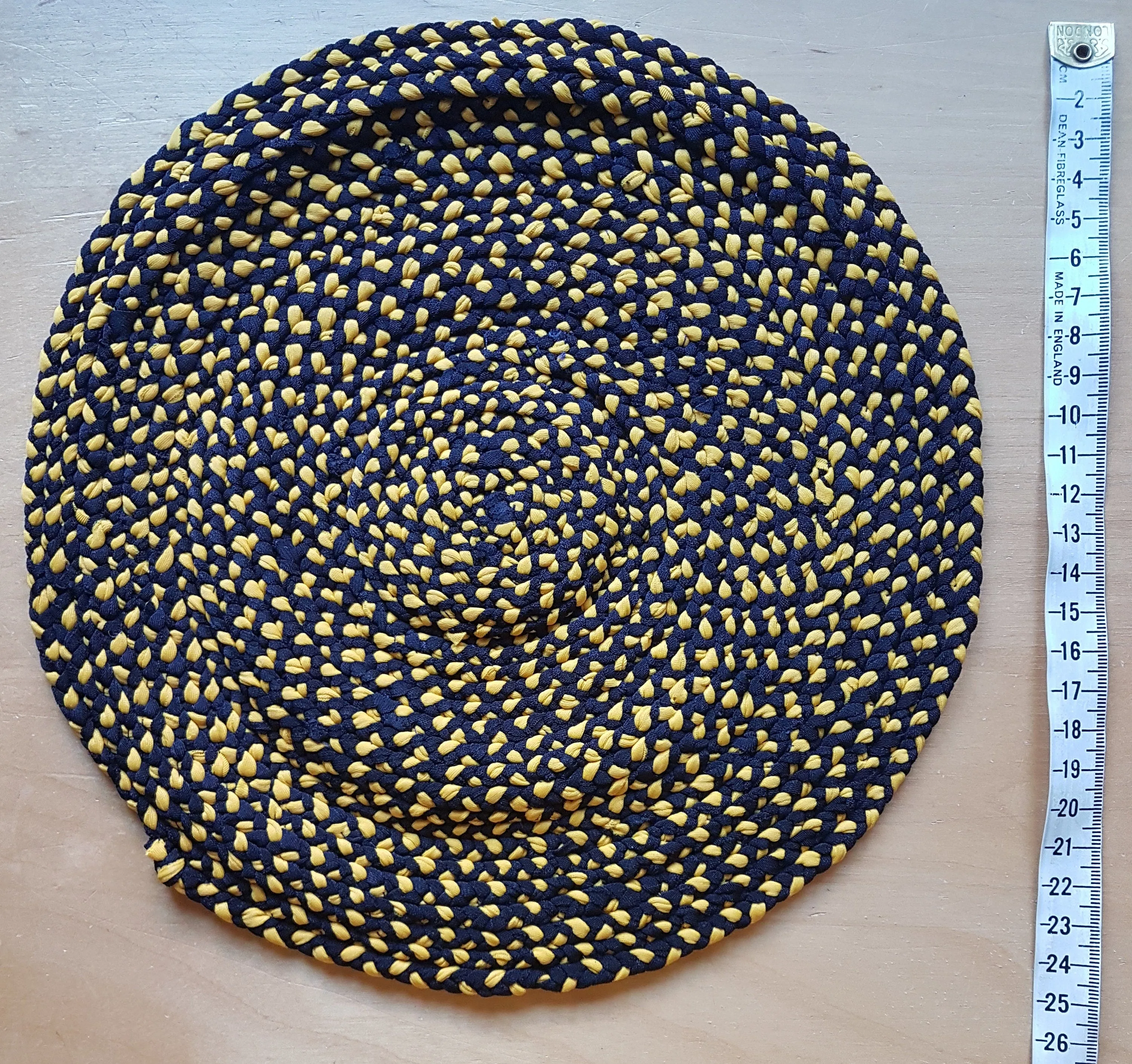 Handmade Coaster Navy Blue Mustard Yellow