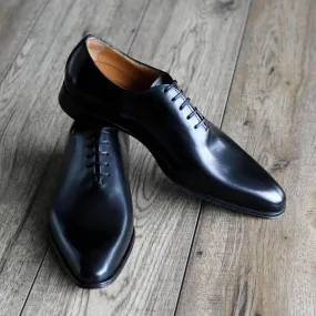 Handmade Men's Black Leather Wholecut Oxford Lace Up Shoes, Men Designer Dress Formal Luxury Shoes