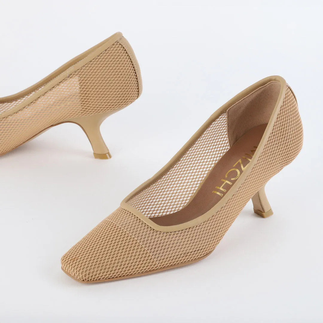 JULY - mesh mid heel pump