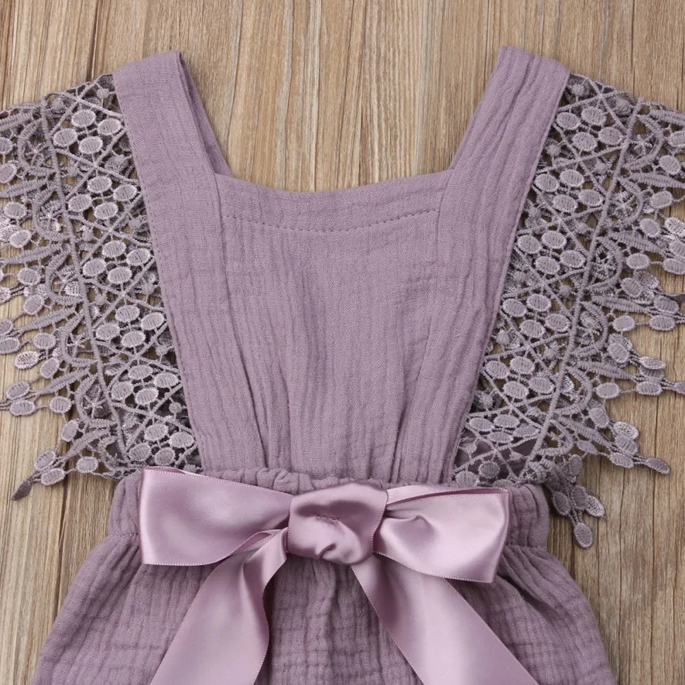 Lace Bow Romper (Multiple Colors)