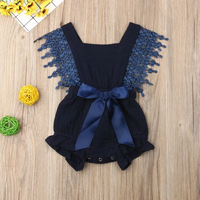 Lace Bow Romper (Multiple Colors)