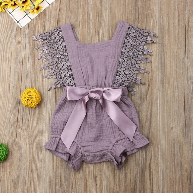 Lace Bow Romper (Multiple Colors)