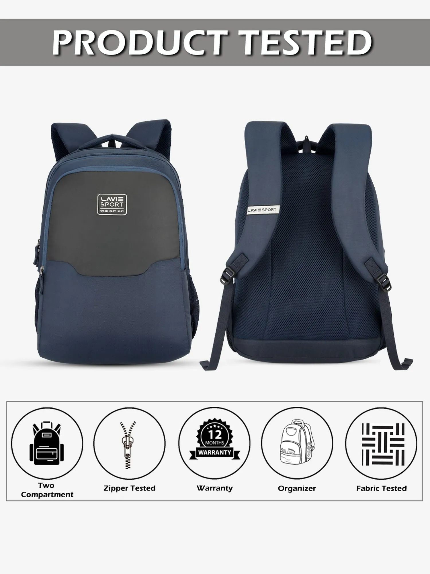 Lavie Sport Urban 31L Laptop Backpack For Men & Women | Boys & Girls Navy