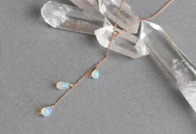 Natural Opal Cascade Lariat Necklace