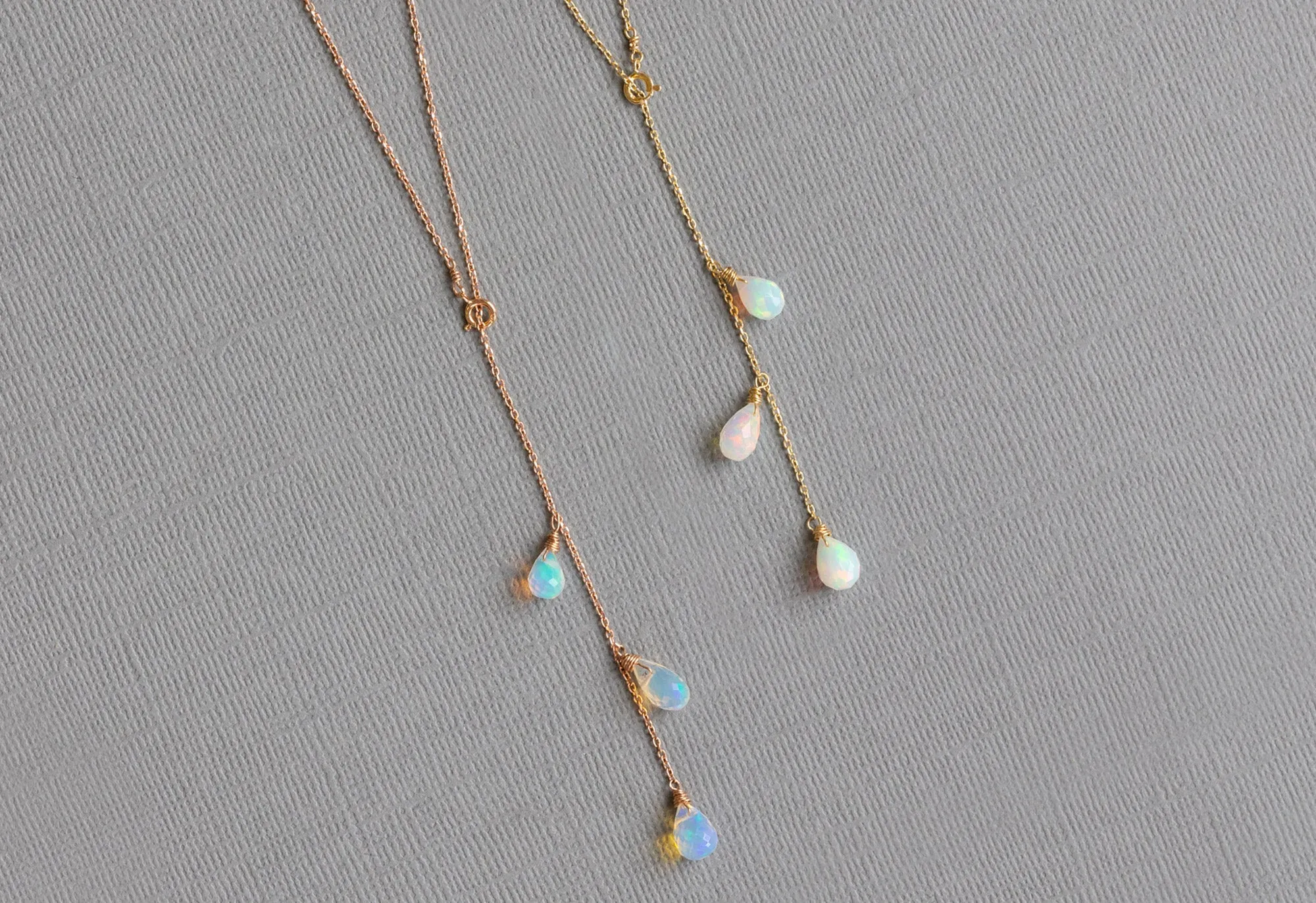 Natural Opal Cascade Lariat Necklace