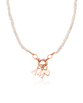 Pearl Charm Lock Necklace - 18K Rose Vermeil