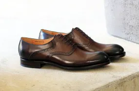 "Hudson" Burnished Calfskin Lace-Up Oxford Brown