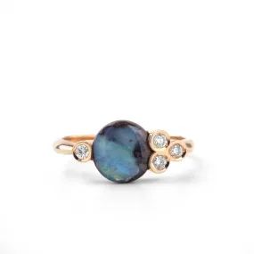 Round-cut Boulder opal 18k rose gold ring