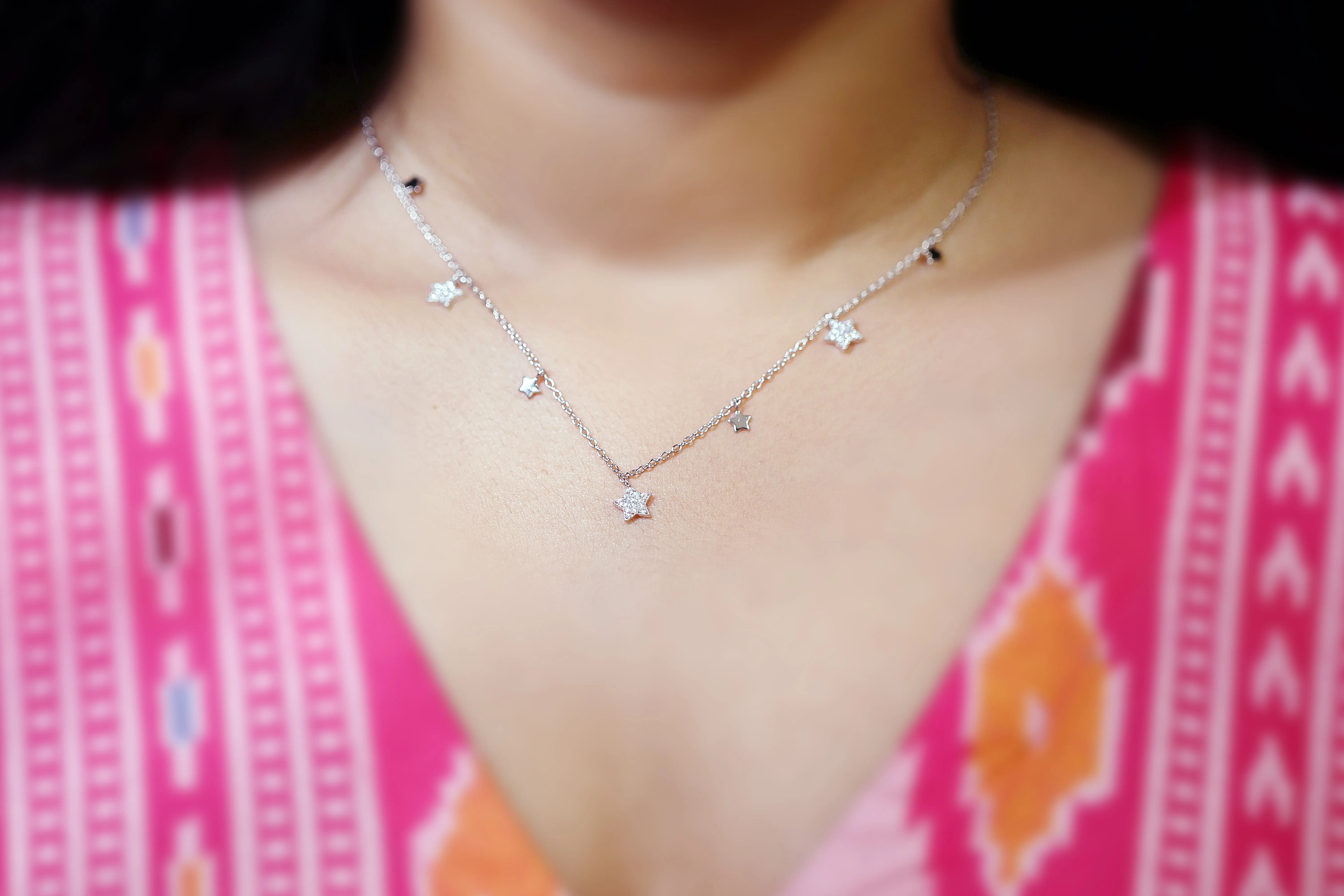 Silver mini stars necklace