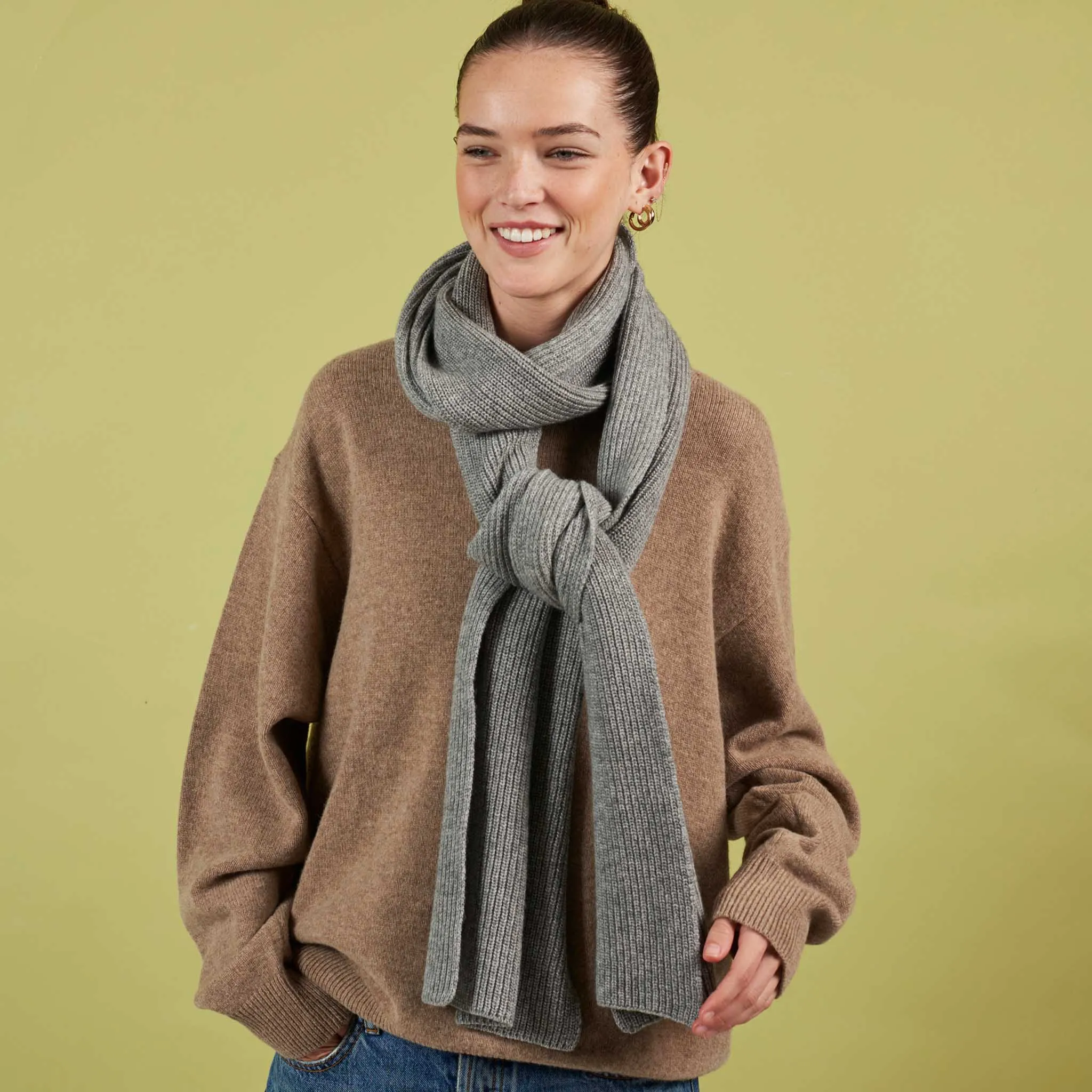 Soft Grey Cashmere Blend Scarf