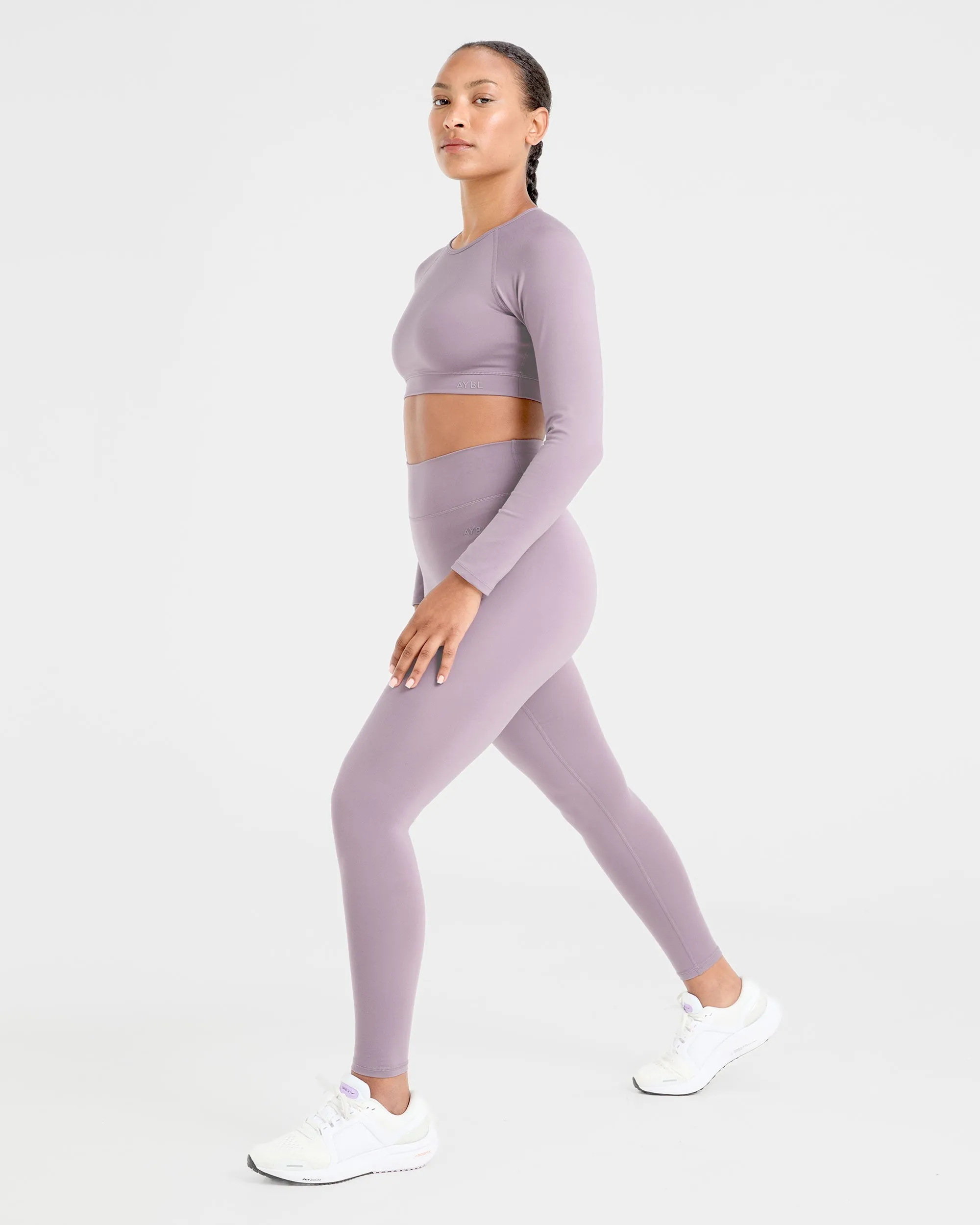 Staple Long Sleeve Crop Top - Mauve Purple