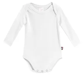 Super-Soft Organic Cotton Baby Rib Long Sleeve Snap Onesie| White