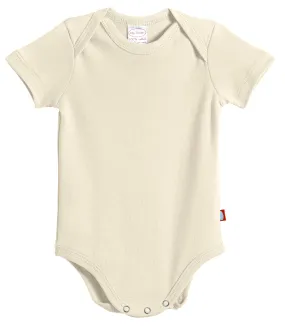 Super-Soft Organic Cotton Baby Rib Short Sleeve Snap Onesie| Oatmeal