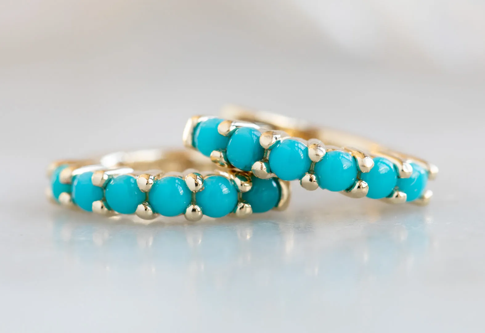 Turquoise Huggie Hoop Earrings