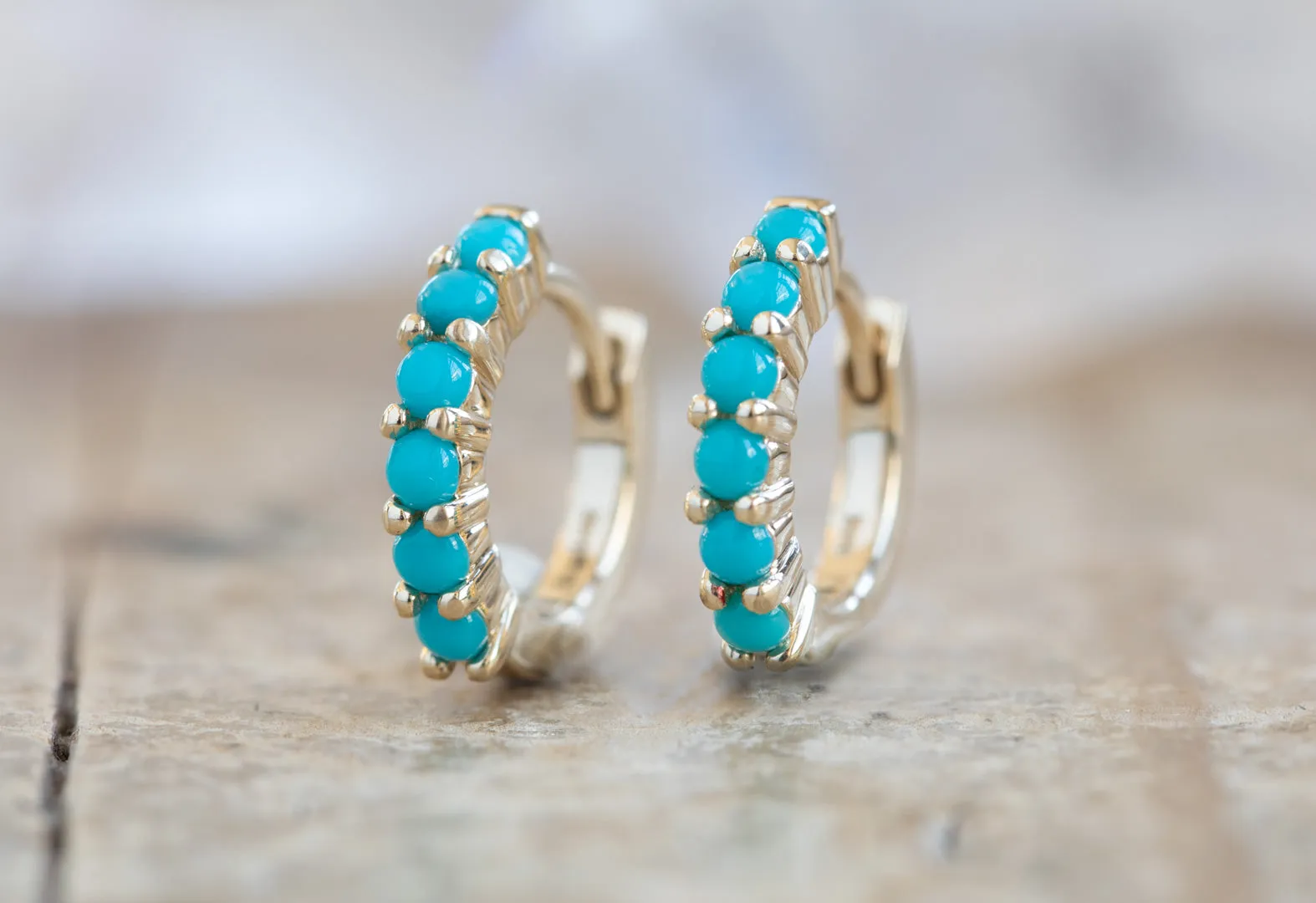 Turquoise Huggie Hoop Earrings