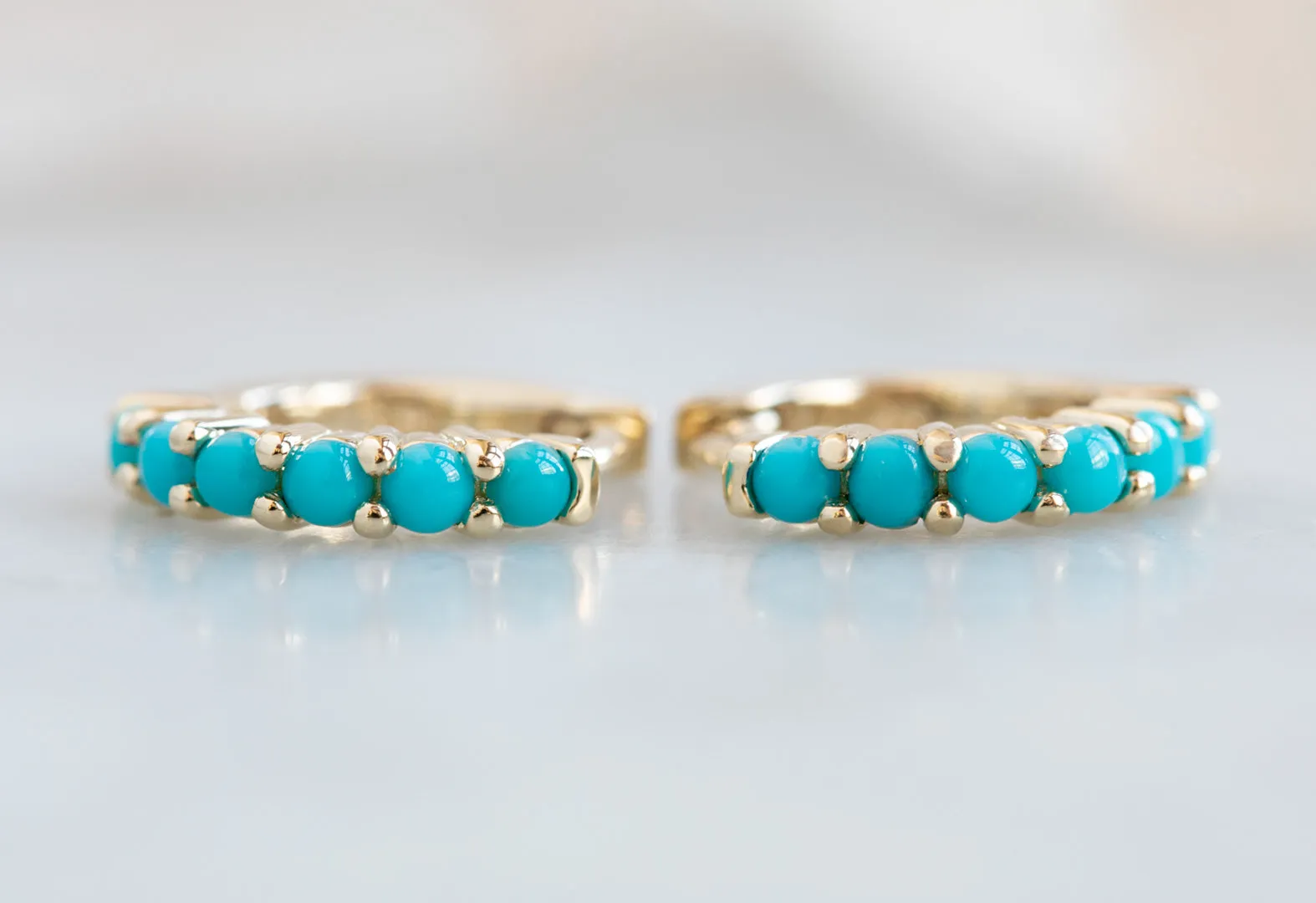 Turquoise Huggie Hoop Earrings