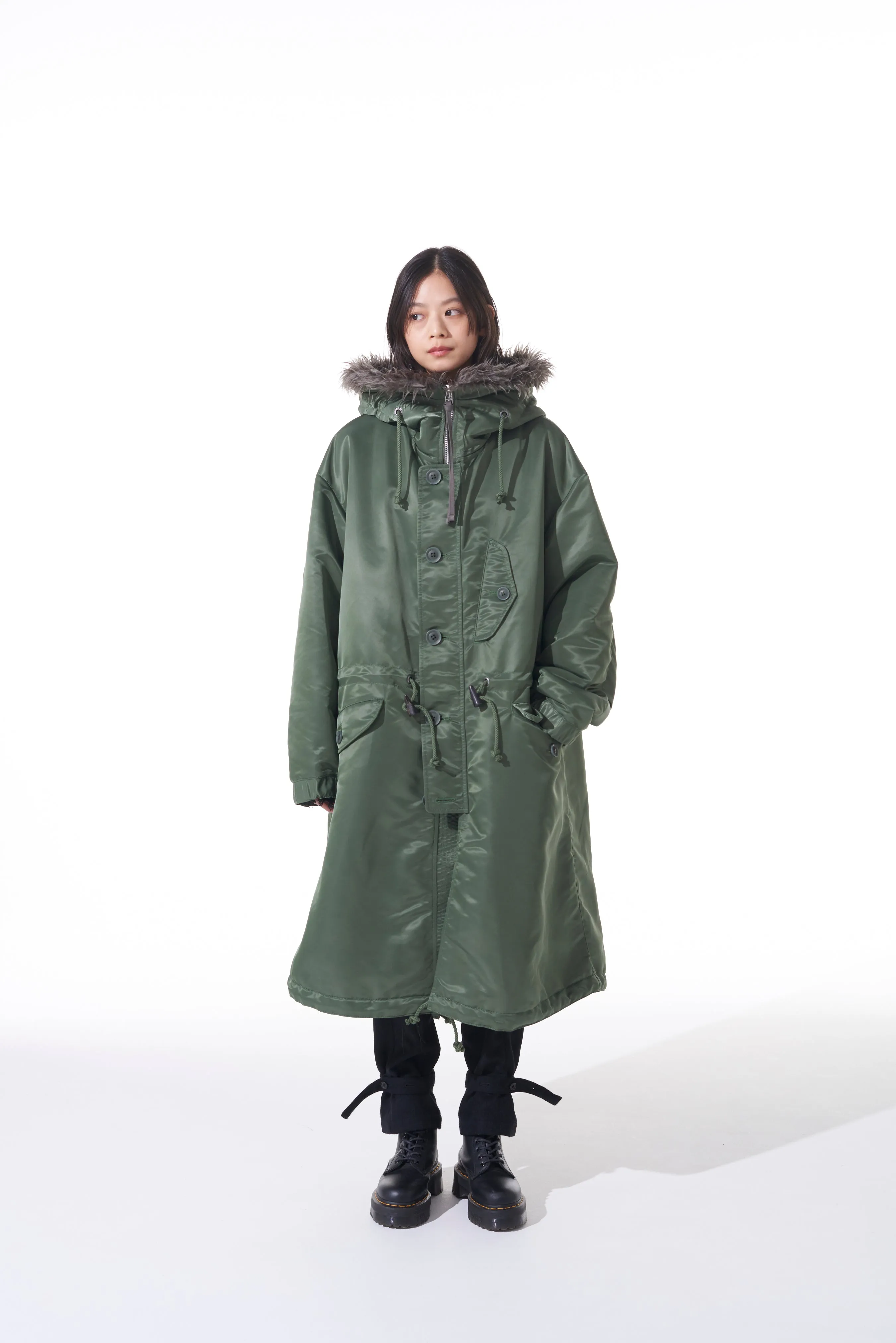 WATER-REPELLENT NYLON TWILL FUR BIG MODS COAT