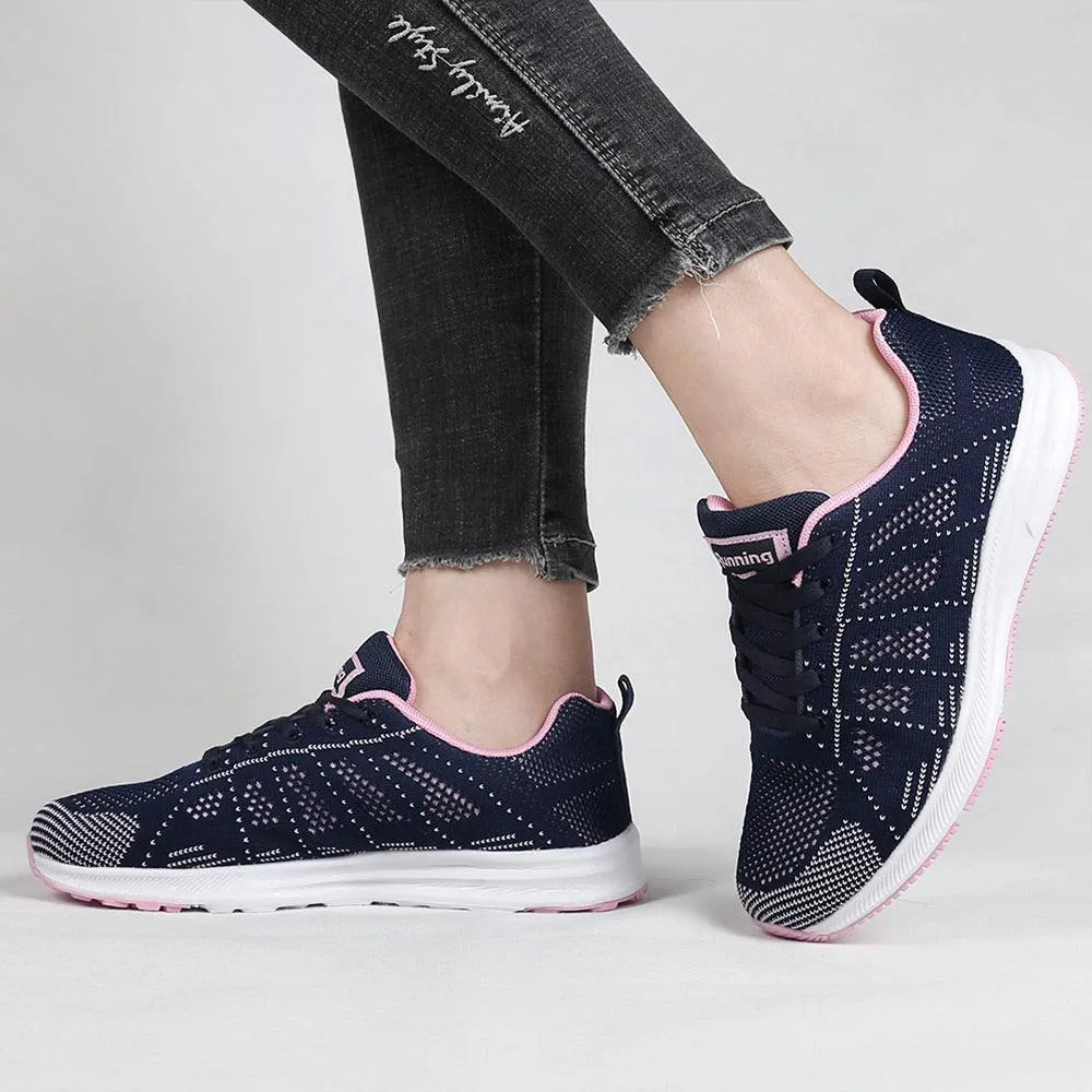 Women's Lace-Up Running Shoes | Breathable Mesh, Flat Heel