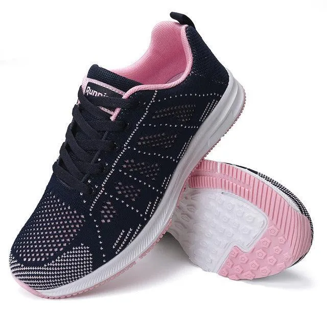 Women's Lace-Up Running Shoes | Breathable Mesh, Flat Heel