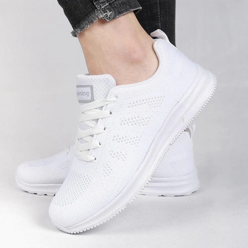 Women's Lace-Up Running Shoes | Breathable Mesh, Flat Heel