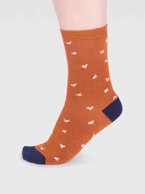 Wren Bamboo Bird Socks - Harvest Orange